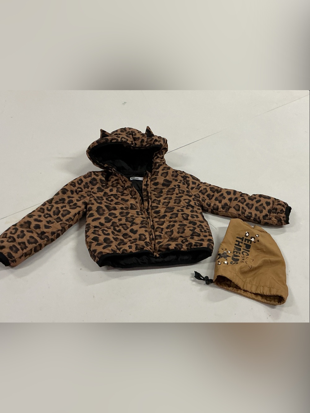 Epic Threads Leopard Print Puffer Jacket in Brown and Black sz 4 great condition